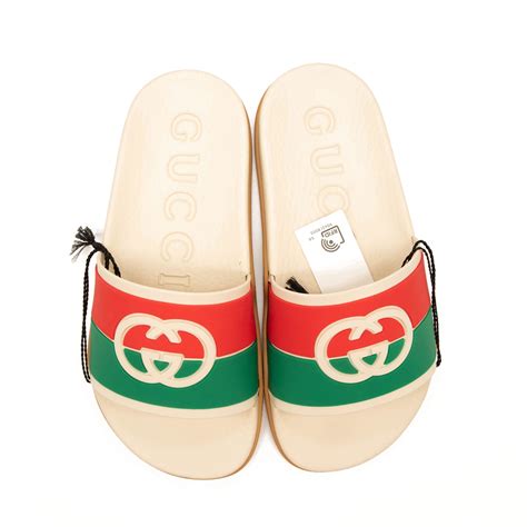 gucci pursuit gg logo slide sandal|Gucci canvas slide sandals.